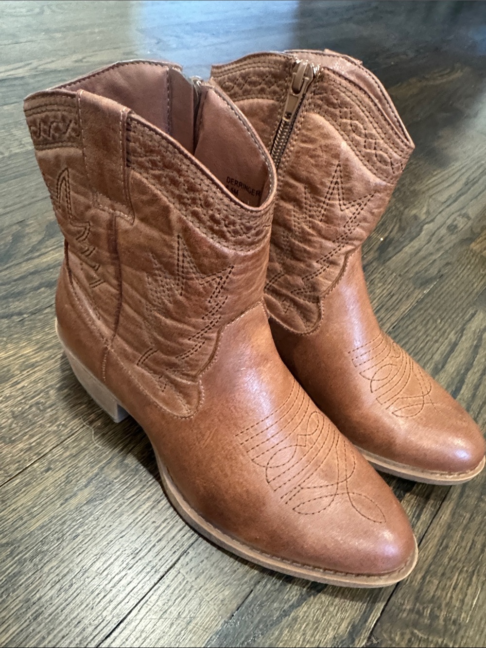 Coconuts by Matisse Cognac Brown Western Ankle Booties with Side Zip